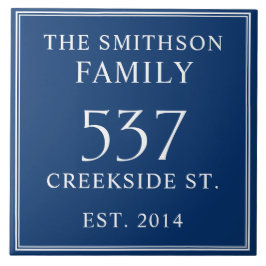 Navy Blue Date etablierte Adresse House Plaque Fliese