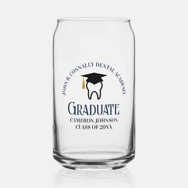 Navy Blue Dental School Custom Dentist Abschluss Dosenglas (Vorderseite)