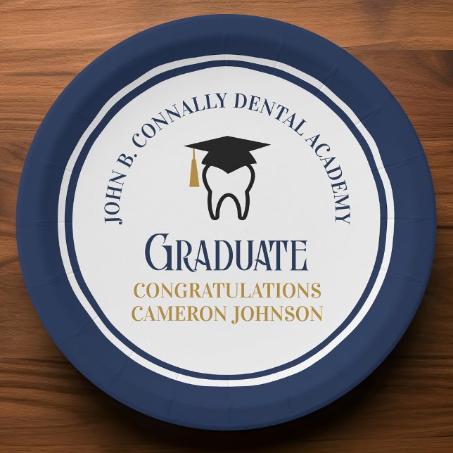 Navy Blue Dental School Custom Graduation Party Pappteller (Von Creator hochgeladen)