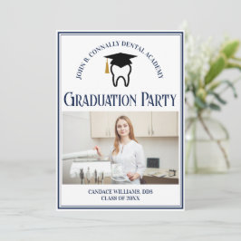Navy Blue Dental School Foto Graduation Party Einladung