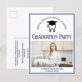 Navy Blue Dental School Foto Graduation Party Einladungspostkarte