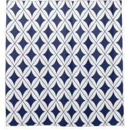 Navy Blue Diamond Design auf Weiß Duschvorhang