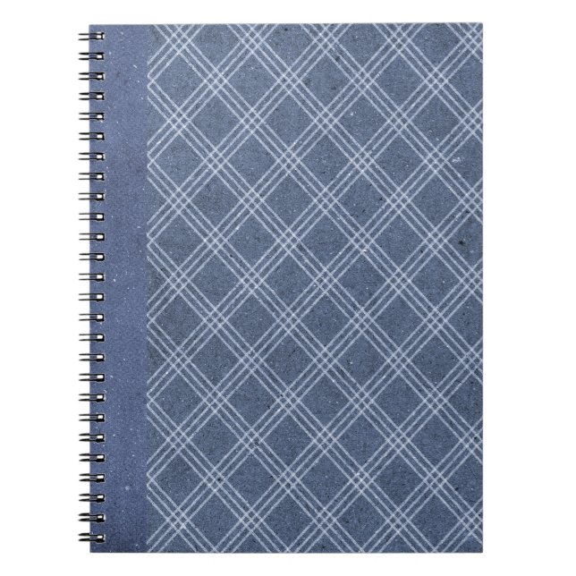 Navy Blue Diamond Kariert Grunge Journal Notizblock (Vorderseite)