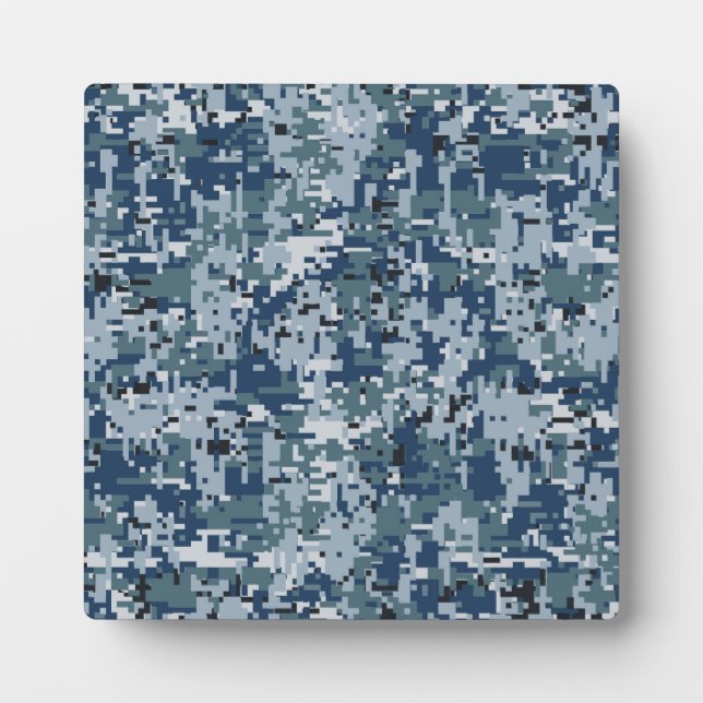 Navy Blue Digital Camouflage Deco Fotoplatte (Vorderseite)