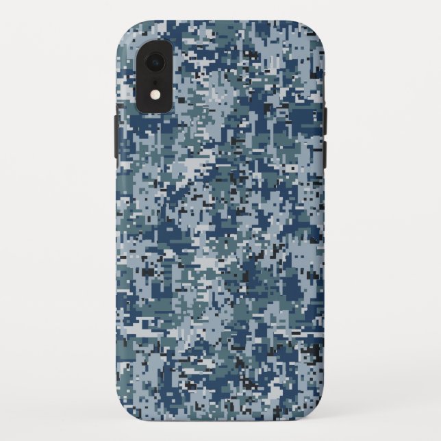 Navy Blue Digital Camouflage Design Case-Mate iPhone Hülle (Rückseite)