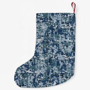 Navy Blue Digital Camouflage Design Kleiner Weihnachtsstrumpf