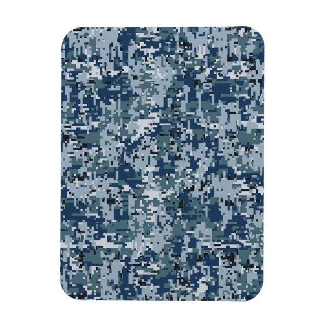 Navy Blue Digital Camouflage Design Magnet (Vertikal)