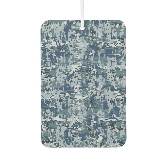 Navy Blue Digital Pixels Camouflage Deco Autolufterfrischer (Vorderseite)