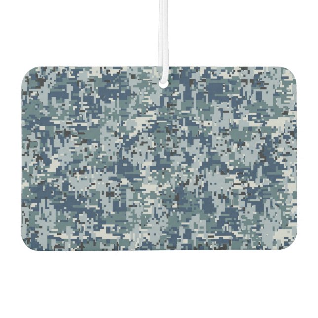 Navy Blue Digital Pixels Camouflage Deco Autolufterfrischer (Vorderseite)