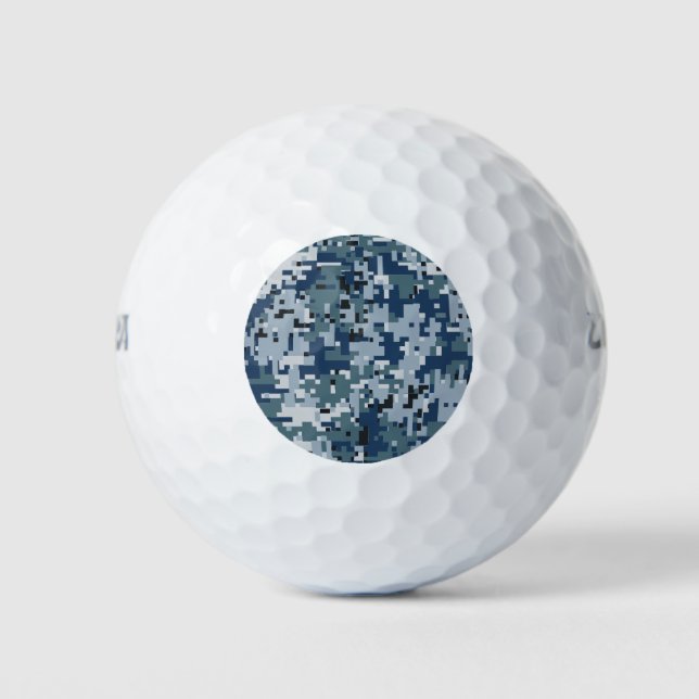 Navy Blue Digital Pixels Camouflage Deco Golfball (Vorderseite)