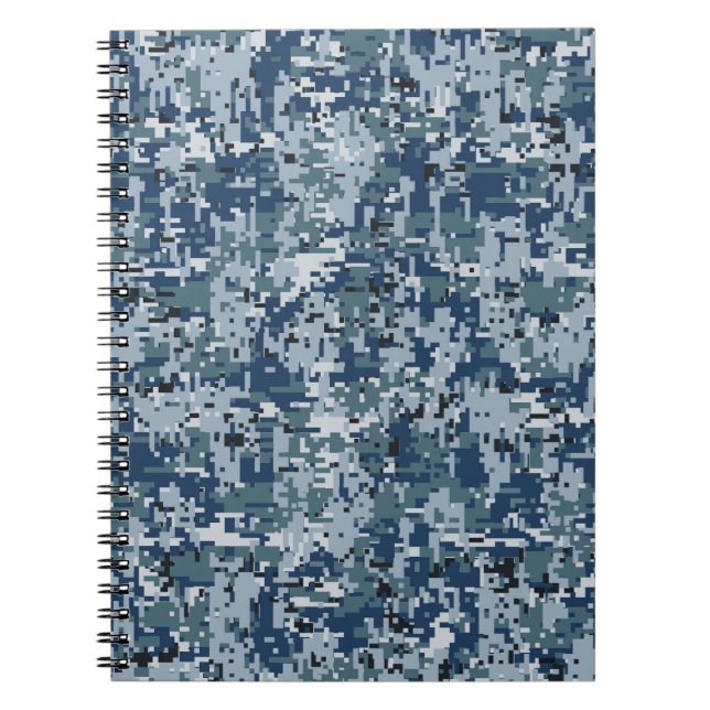 Navy Blue Digital Pixels Camouflage Deco Notizblock (Vorderseite)