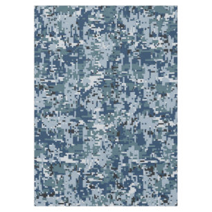 Navy Blue Digital Pixels Camouflage Deco Tischdecke