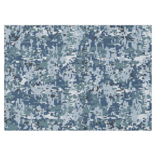 Navy Blue Digital Pixels Camouflage Deco Tischdecke