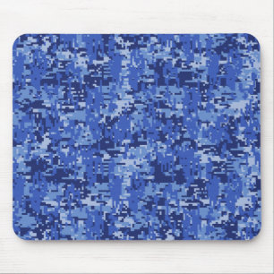 Navy Blue Digital Pixels Camouflage Texture Decor Mousepad