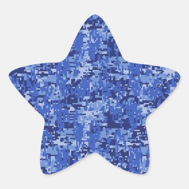 Navy Blue Digital Pixels Camouflage Texture Decor Stern-Aufkleber (Vorderseite)