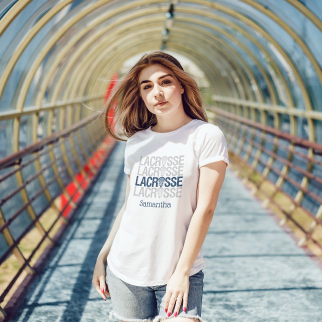 Navy Blue Distressed Lacrosse Word T-Shirt (Von Creator hochgeladen)