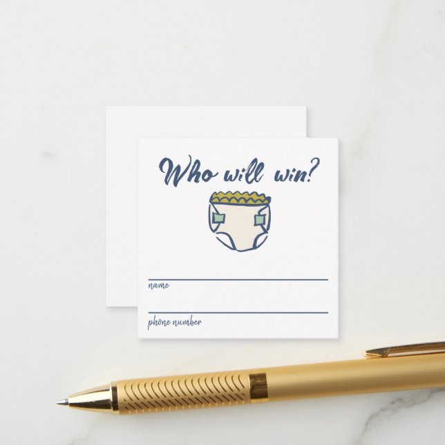 Navy Blue Doodle Baby Diaper Raffle Entry Card Begleitkarte (Vorderseite/Rückseite Beispiel)