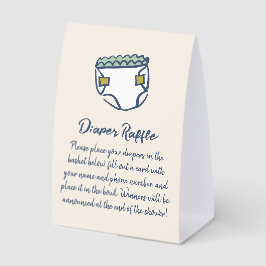 Navy Blue Doodle Baby Shower Diaper Diaper Raffle Tischaufsteller