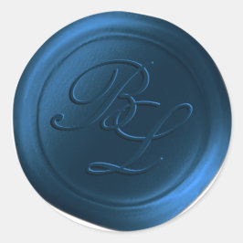 Navy Blue Double Monogram Imitate Wachs Siegel Sti Runder Aufkleber