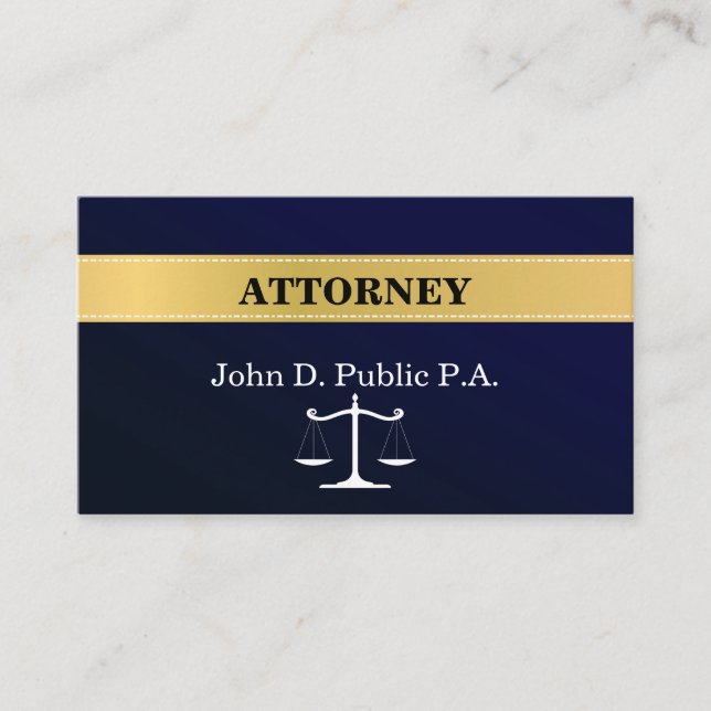Navy Blue Eleganney Attorney Business Card Visitenkarte (Vorderseite)