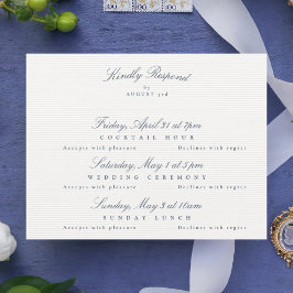 Navy Blue Elegant Calligraphy multi-event RSVP Karte