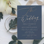 Navy Blue Elegant Gold The Wedding Einladung<br><div class="desc">This card is part of a large collection - click below or ask me for me info
*the detail is faux gold not real foil</div>