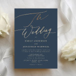 Navy Blue Elegant Gold The Wedding Einladung<br><div class="desc">This card is part of a large collection - click below or ask me for me info
*the detail is faux gold not real foil</div>