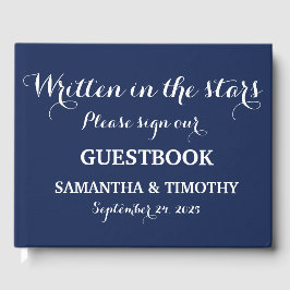 Navy Blue Elegant Minimalistisch Simple Modern Wed Gästebuch