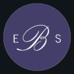 Navy Blue Elegant Monogram Circle Wedding Stickers<br><div class="desc">Passen Sie diese eleganten,  eleganten,  eleganten,  marineblauen Hochzeitskleber mit weißem Text an. Modernes Design. Alle anderen passenden Produkte finden Sie in der Kollektion Chic Monogram Navy Blue White Wedding.</div>