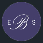 Navy Blue Elegant Monogram Circle Wedding Stickers<br><div class="desc">Passen Sie diese eleganten,  eleganten,  eleganten,  marineblauen Hochzeitskleber mit weißem Text an. Modernes Design. Alle anderen passenden Produkte finden Sie in der Kollektion Chic Monogram Navy Blue White Wedding.</div>