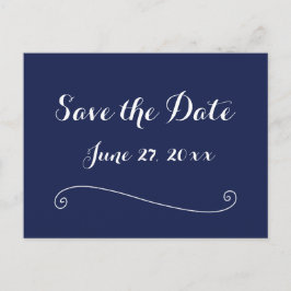 Navy Blue Elegant Save the Date Postkarten
