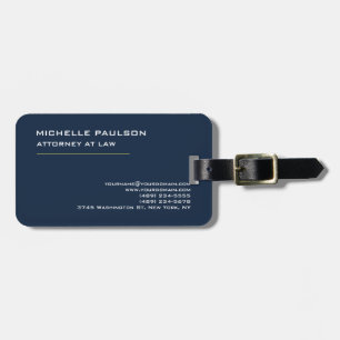 Navy Blue Elegant Schlicht Beruflich Gepäckanhänger
