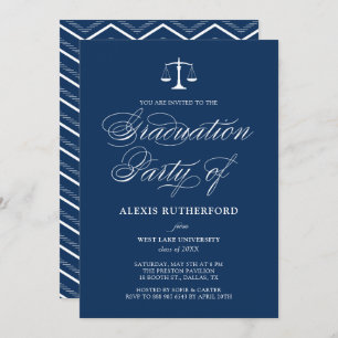 Navy Blue Elegant Script Law School Abschluss Einladung