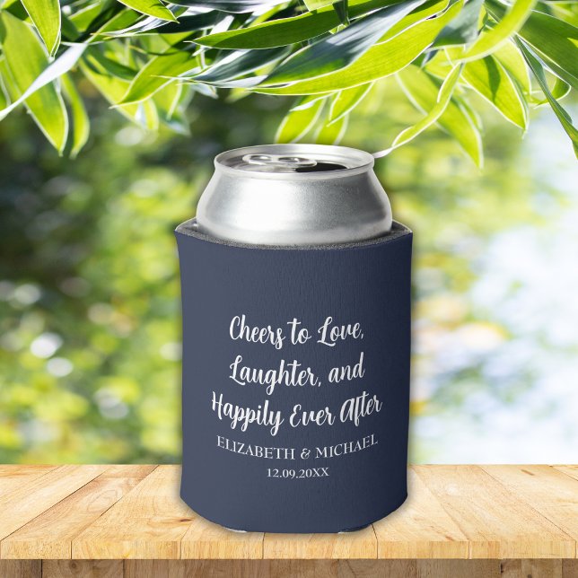 Navy Blue Elegant Wedding Cheers to Liebe Dosenkühler (Navy Blue Elegant Wedding Cheers to Love Can Cooler)