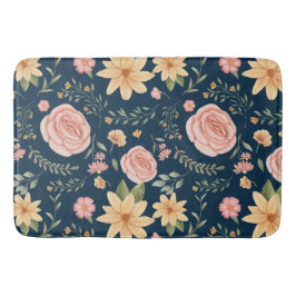 Navy Blue Elegante Rose Muster für Vintage Wildblu Badematte