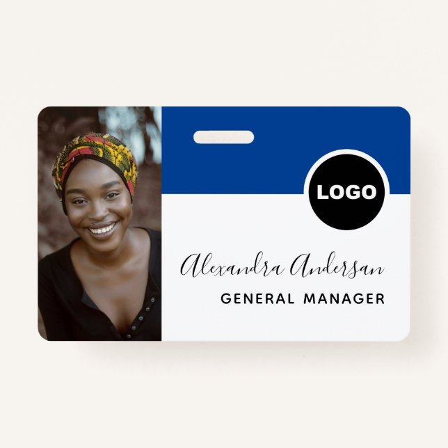 Navy Blue Employee Foto ID Company Security Ausweis (Vorderseite)