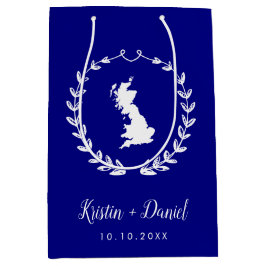 Navy Blue England UK Britain Map Wedding Welcome Mittlere Geschenktüte