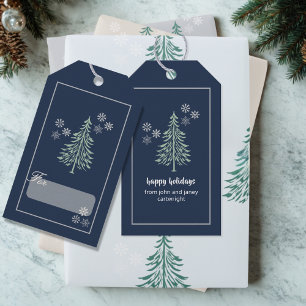 Navy Blue Evergreen Tree Geschenkanhänger – Set vo