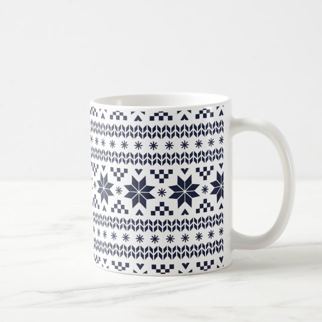 Navy Blue Fair Isle Pattern Kaffeetasse (Rechts)