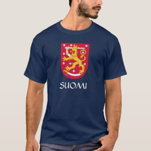 NAVY BLUE Finlande Armoiries Suomi T-shirt