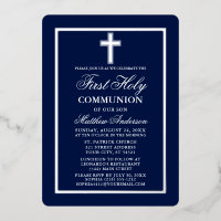 Navy Blue First Heilige Kommune Kreuz Silver