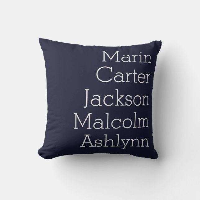 Navy Blue Five Kids ernennt Personalisierte Famili Kissen (Vorderseite)