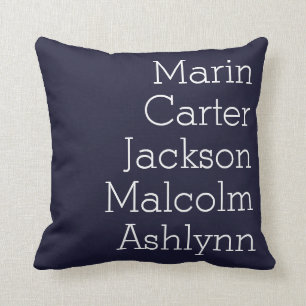 Navy Blue Five Kids ernennt Personalisierte Famili Kissen