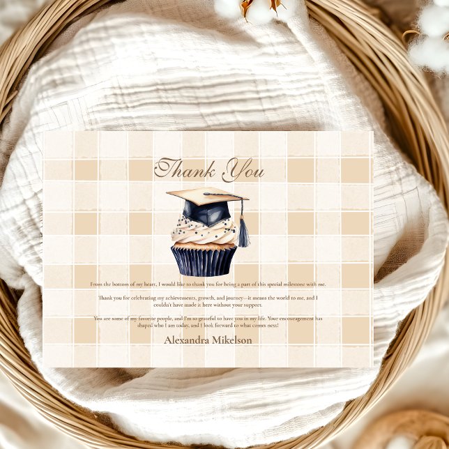 Navy Blue Floral Abschluss Dankeskarte (Von Creator hochgeladen)