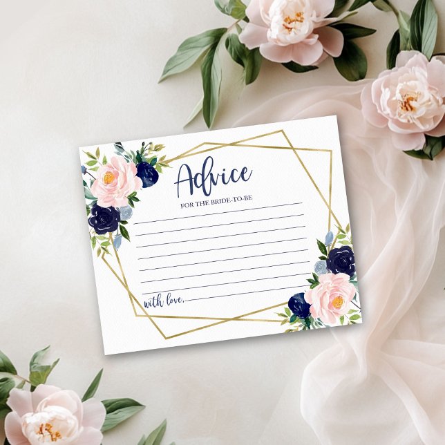 Navy Blue Floral Brautparty Advisor Card Einladung (Von Creator hochgeladen)