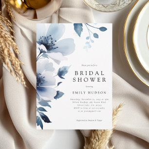 Navy Blue Floral Brautparty Einladung