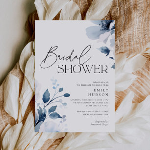Navy Blue Floral Brautparty Einladung