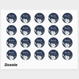 Navy Blue Floral Brautparty Vielen Dank Runder Aufkleber