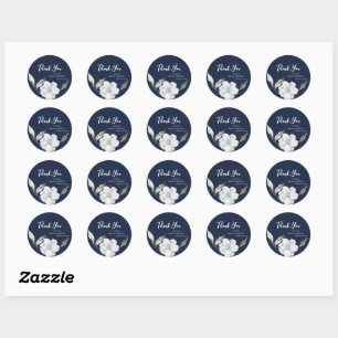 Navy Blue Floral Brautparty Vielen Dank Runder Aufkleber