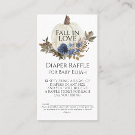 Navy Blue Floral Fall White Pumpkin Diaper Raffel Visitenkarte